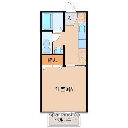 トゥインクルコート文化町１２番館[1K/26m2]の間取図