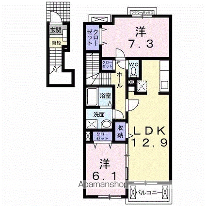 カーサ・フェリーチェ　Ａ[2LDK/63.86m2]の間取図