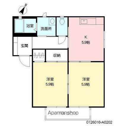 フォーレス華　Ｂ棟[2K/43.75m2]の間取図