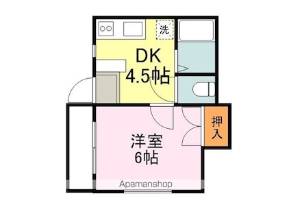 駒金屋６[1DK/22.05m2]の間取図