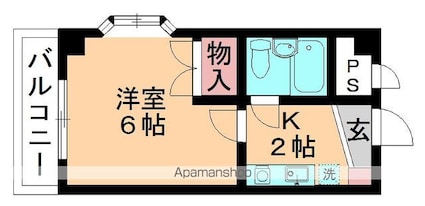 ジュネス本町[1K/18.58m2]の間取図