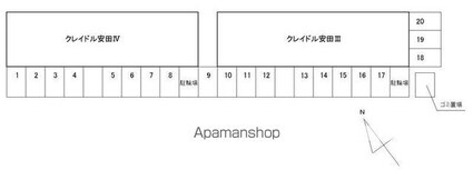 クレイドル安田Ⅲ・Ⅳ[1DK/27m2]の配置図