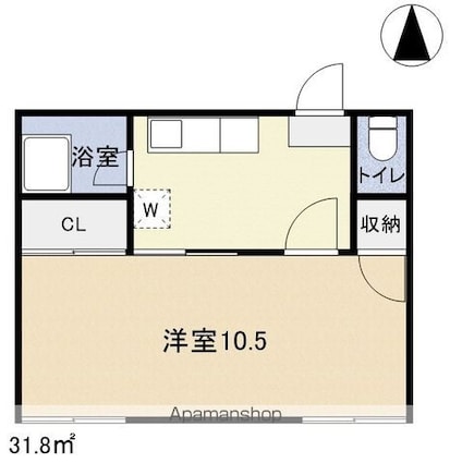 ワタナベハイツＣ[1K/31.8m2]の間取図