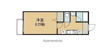 クレアフォーチュン中江[1K/26.5m2]の間取図