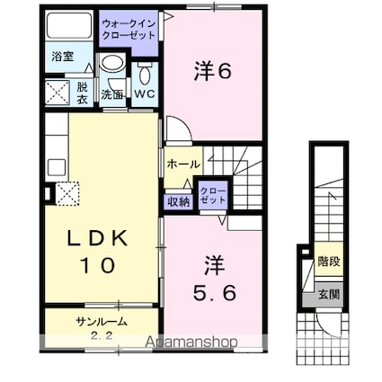 リッコ　ファムＡ[2LDK/56.89m2]の間取図