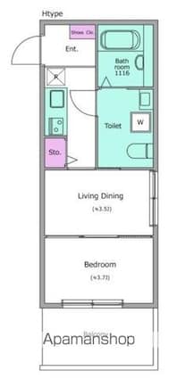 コルティーレ上北沢[2K/25.29m2]の間取図