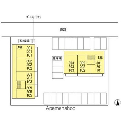 エミネンス野上　Ｂ棟[1R/33.7m2]の配置図