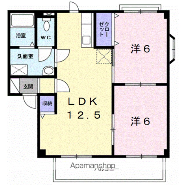 和歌山県和歌山市栄谷[2LDK/53.32m2]の間取図