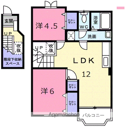 クレストールミヤマ[2LDK/58.53m2]の間取図