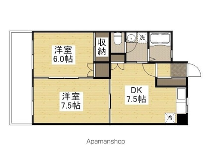広島県広島市中区大手町３丁目[2DK/51.84m2]の間取図