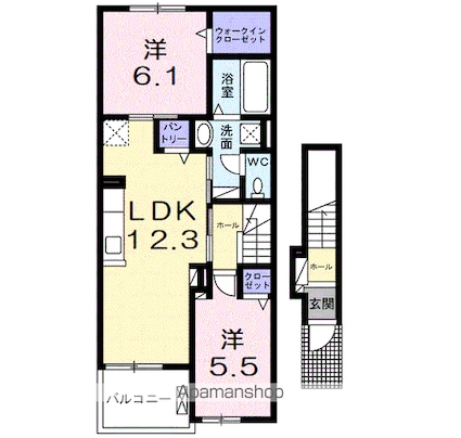 Ｙフォレスト五個荘[2LDK/59.16m2]の間取図