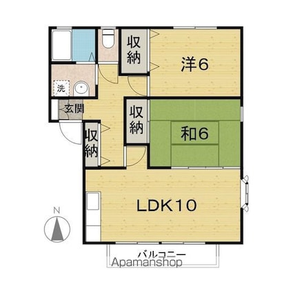 グリーンビレッジＢ棟[2LDK/56.62m2]の間取図