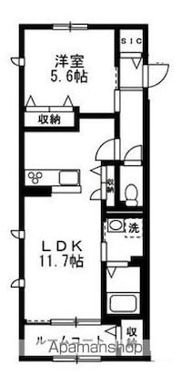 メゾン・ヴォワル[1LDK/46.5m2]の間取図