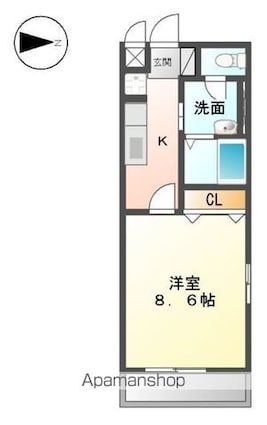 アンジュ[1K/29.75m2]の間取図