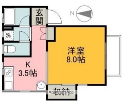 サンヴェルディ東石井[1K/29.7m2]の間取図
