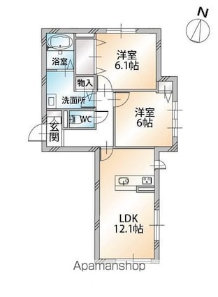 シャーメゾン桜Ⅲ[2LDK/60.47m2]の間取図
