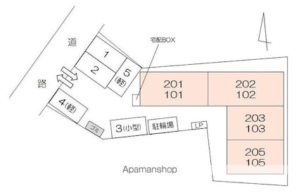 ＨＹＯーＤＯＲＵ茜町[1LDK/41.65m2]の配置図