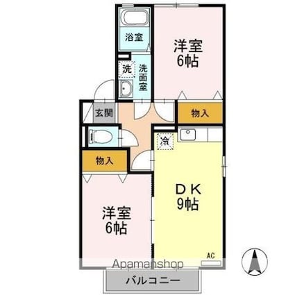 ツインズコート稲田　ＡＢＣ[2DK/50.42m2]の間取図