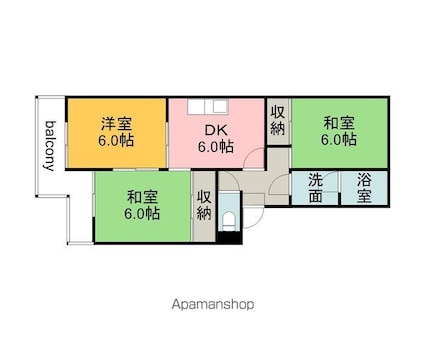 広島県広島市西区井口３丁目[3DK/58.62m2]の間取図