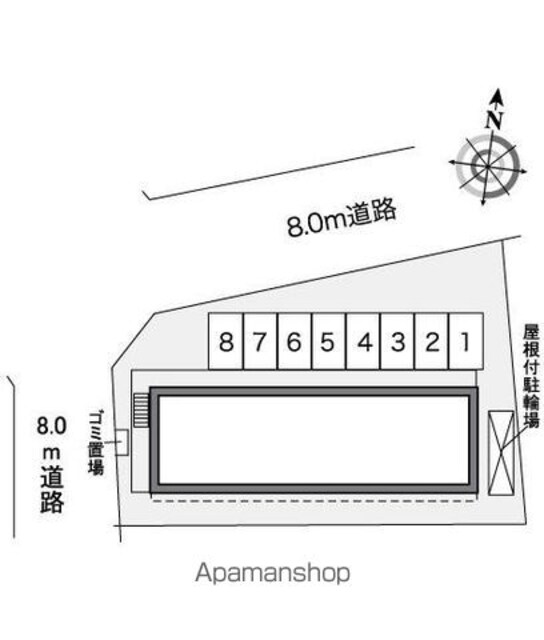 千葉県柏市高田[1K/19.87m2]の配置図