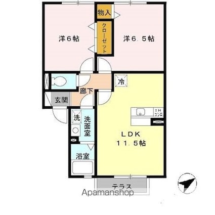 シャルム西ノ庄　Ⅴ[2LDK/53.46m2]の間取図