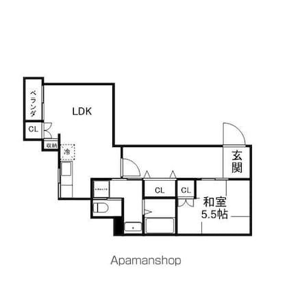 レークハイツ瀬田[1LDK/39.53m2]の間取図