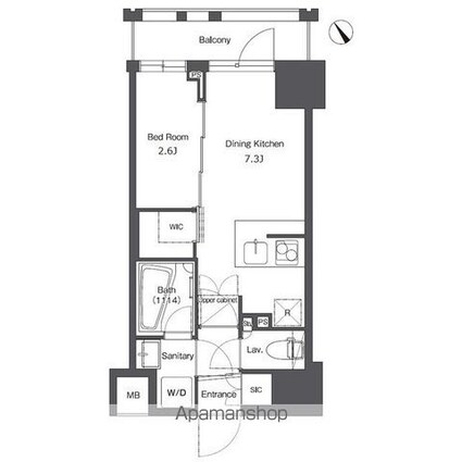 コンフォリア台東根岸[1DK/25.56m2]の間取図