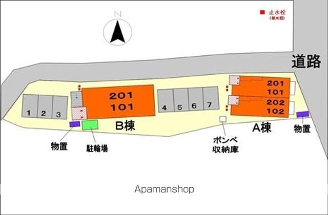 サンライズ中尾　Ａ[1R/32.9m2]の配置図