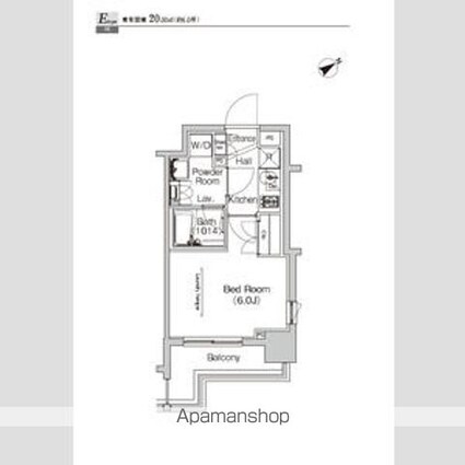 プラウドフラット門前仲町Ⅳ[1K/20m2]の間取図