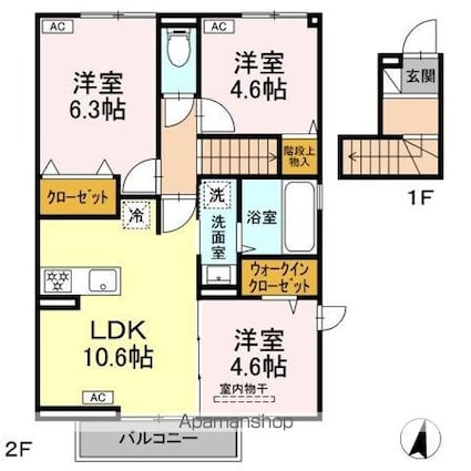 ステラ　Ａ棟[3LDK/63.71m2]の間取図