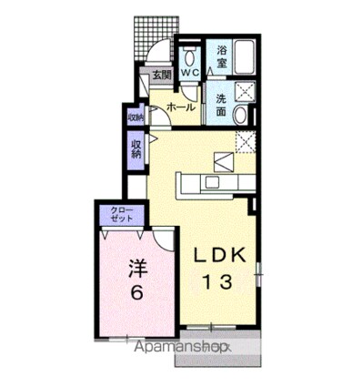 ユーピテル[1LDK/45.82m2]の間取図