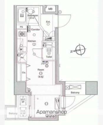 ラグジュアリーアパートメント東中野Ⅱ[1R/20.37m2]の間取図