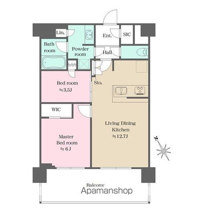 ウエリスアーバン水天宮前[2LDK/52.29m2]の間取図