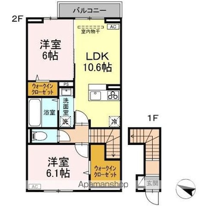 エスペランサ伍番館[2LDK/59.98m2]の間取図