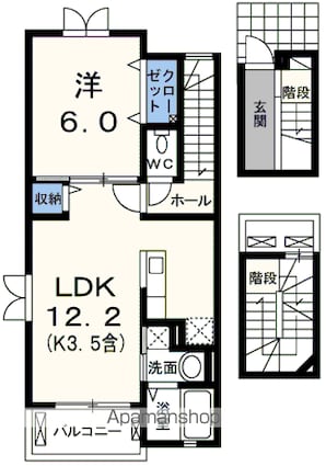 マル（ｍａｒｕ）[1LDK/53m2]の間取図