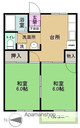 朝日台コーポラス[2DK/39.66m2]の間取図