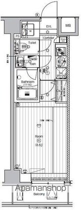 ＬＵＭＥＥＤ　ＣＵＢＥ　菊川　ＰＲＥＭＩＵＭ[1K/25.66m2]の間取図