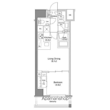 ザ・パークハビオ日本橋馬喰町[1LDK/40.08m2]の間取図