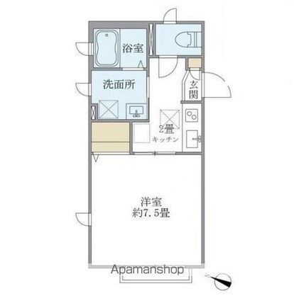 オークヴィラＡ棟[1K/26.73m2]の間取図