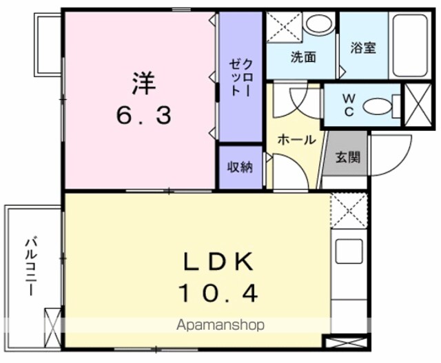プリート　カーサ[1LDK/40.09m2]の間取図