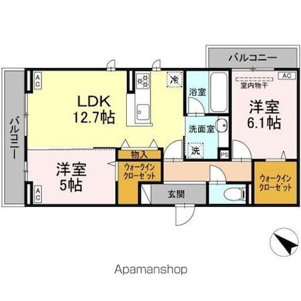 ＶＩＡーＧＲＡＮＤＥ[2LDK/60.44m2]の間取図