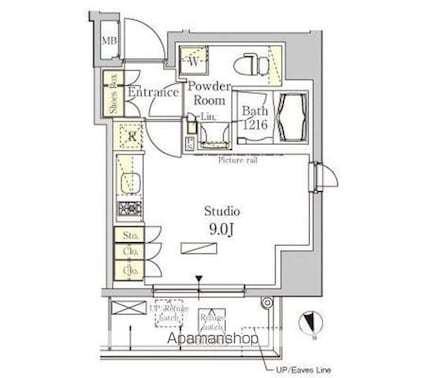東京都台東区浅草橋５丁目[1R/26.03m2]の間取図