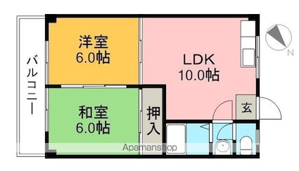 ハイツＭＩＮＴ[2LDK/43m2]の間取図
