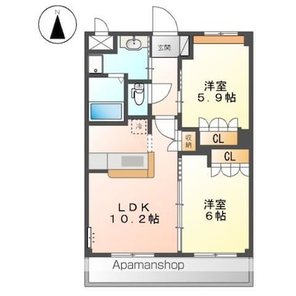 アサヒ２０１１[2LDK/51.66m2]の間取図