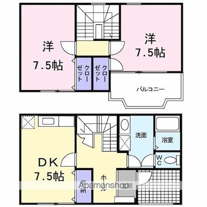 フィールドビーチ１[2DK/66m2]の間取図