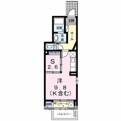 東京都八王子市初沢町[2R/35.18m2]の間取図