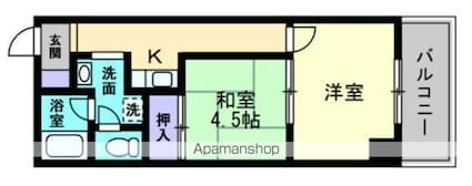 花園パークマンション[2K/34.45m2]の間取図