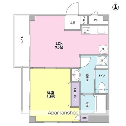 エムズオーラム[1LDK/35.83m2]の間取図