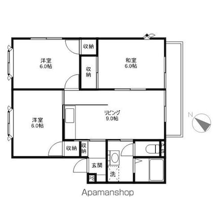 ヴィラハピネス[3DK/54.85m2]の間取図