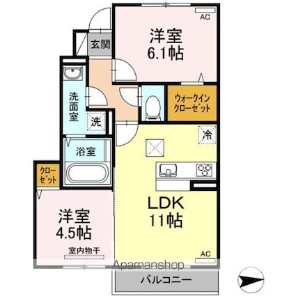 ドミール南吉田[2LDK/51.29m2]の間取図